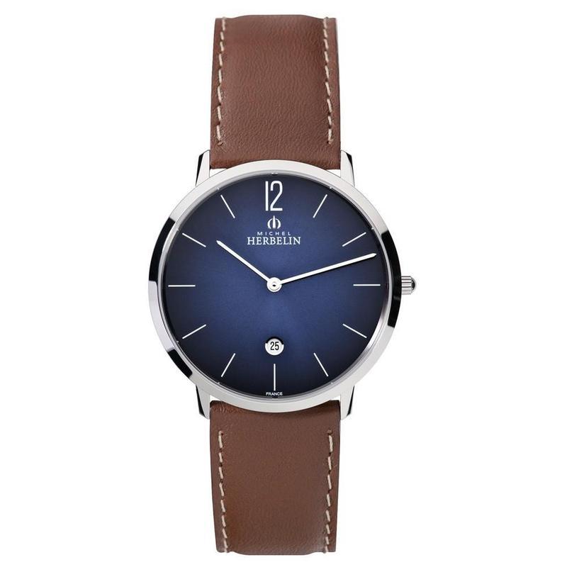 Michel Herbelin Mens Leather 1951515_CAJESS_TIME_ZONE