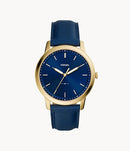 Fossil the Minimalist Gold Tone Navy Strap Watch FS5789