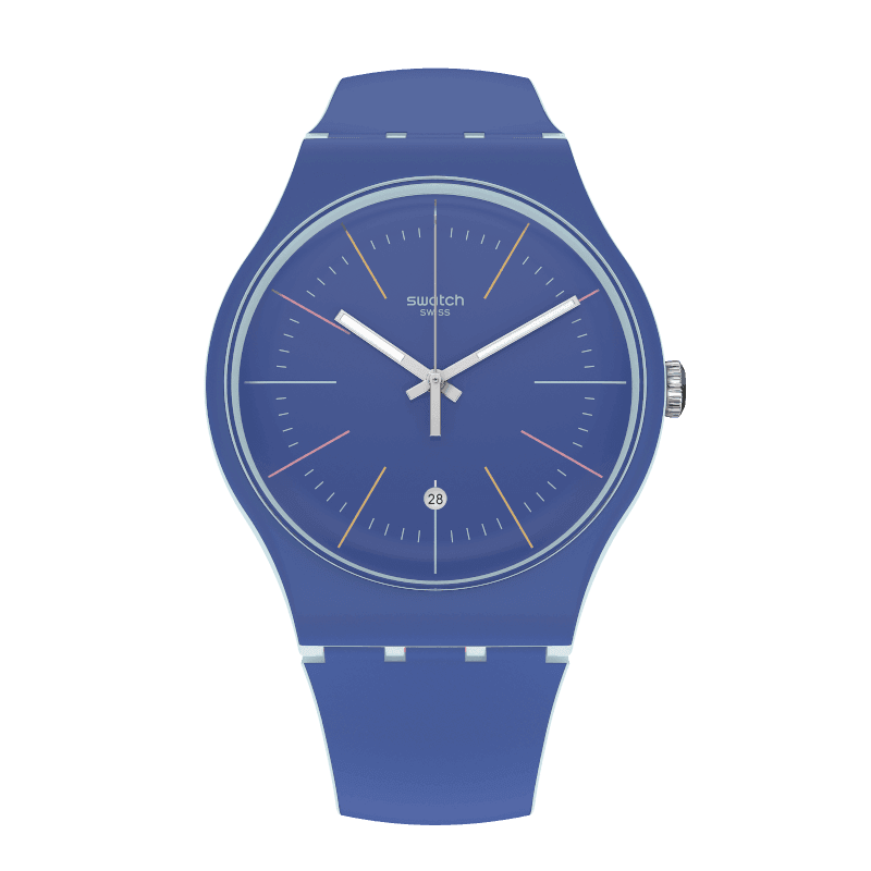 Swatch Blue Layered Rubber Strap Watch SUOS403
