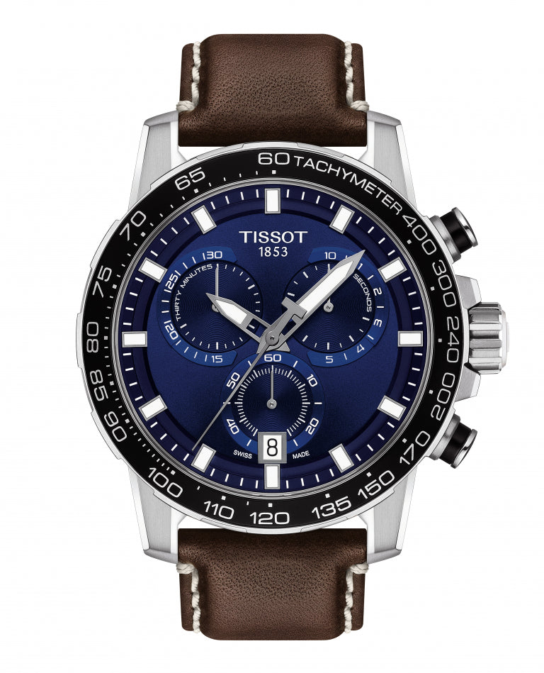 Men's Tissot Supersport Chronograph Leather Strap Watch, 45.5mm